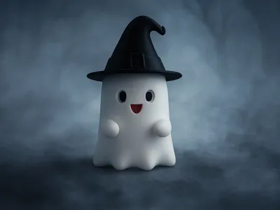 Cute Ghost Friend with Witch Hat
