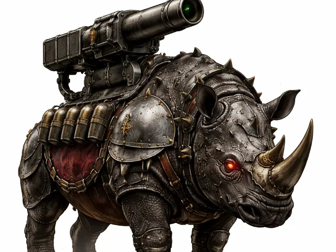 War Reno, Nashorn mit Waffe