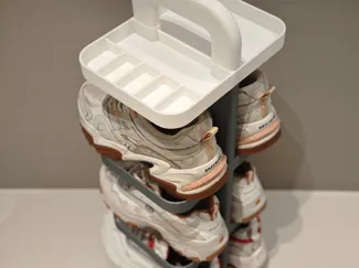 Minimalist stackable shoe rack