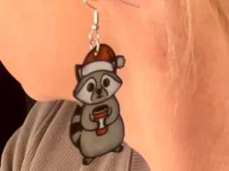 Christmas Raccoon Earring