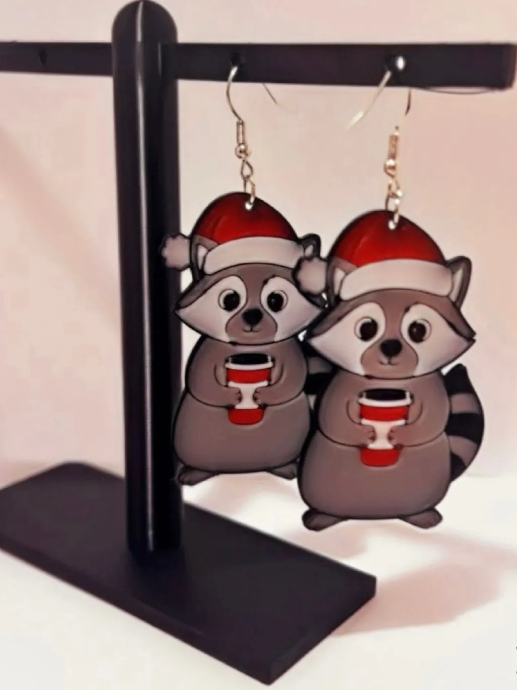 Christmas Raccoon Earring view 2