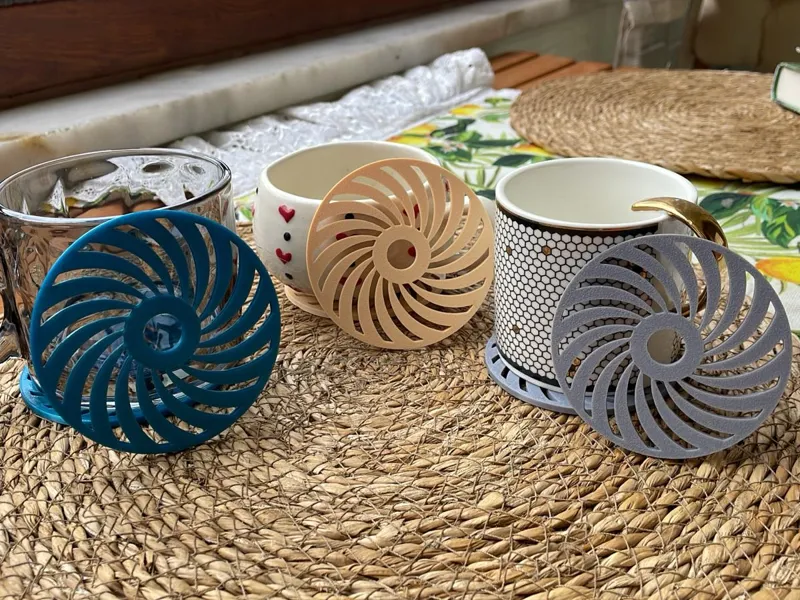 Parametric Spiral Cup and Coaster Set