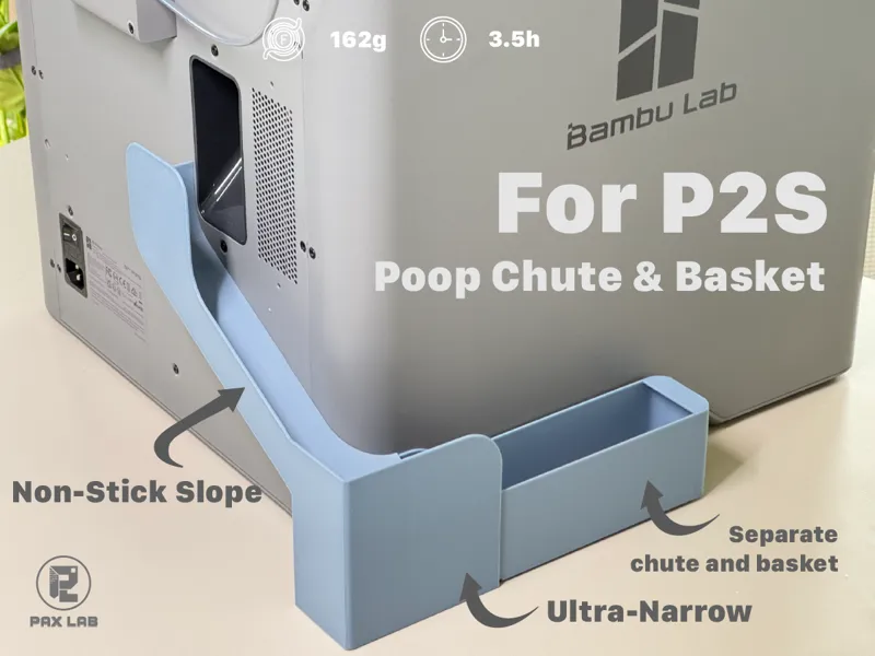 P2S Poop Chute & Basket - No-Stick Slope Design
