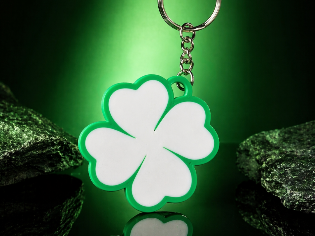 minimalist four-leaf clover keychain