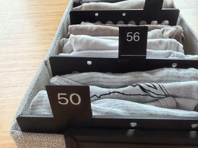 Trenner für Hemnes Boxen mit Beschriftung