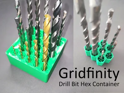 Gridfinity Drill Bit Hex Container