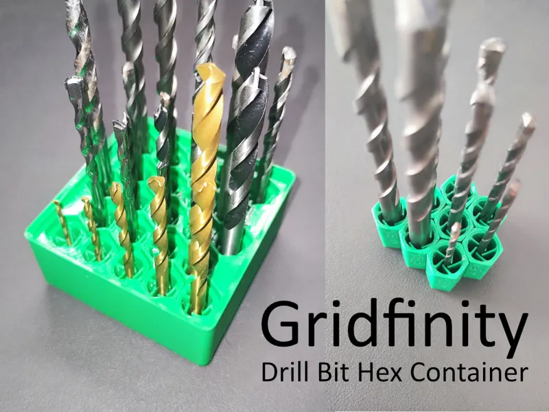 Gridfinity Drill Bit Hex Container