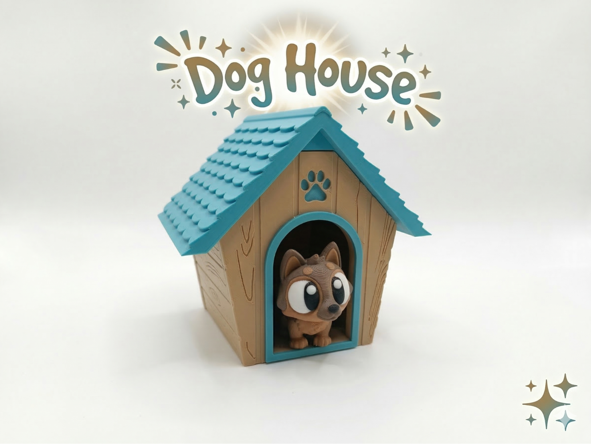 Dog house for flexi pets with food dishes