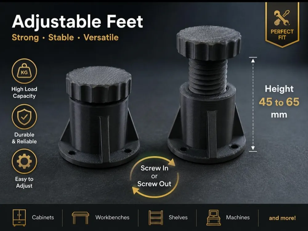 Modelo para impresión 3D: ADJUSTABLE FEET. Referencia del modelo original.