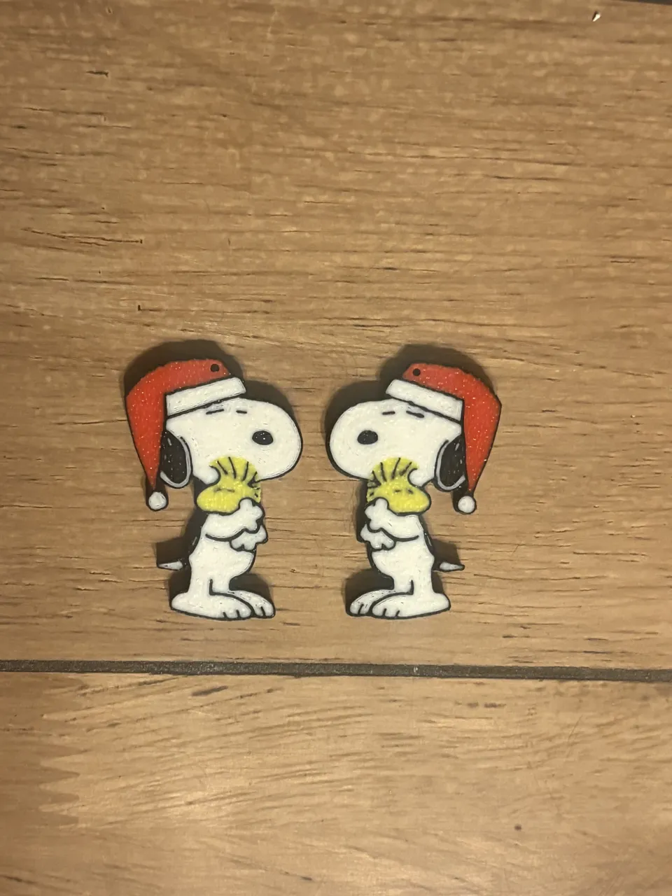 Snoopy and Woodstock Christmas Earrings view 2
