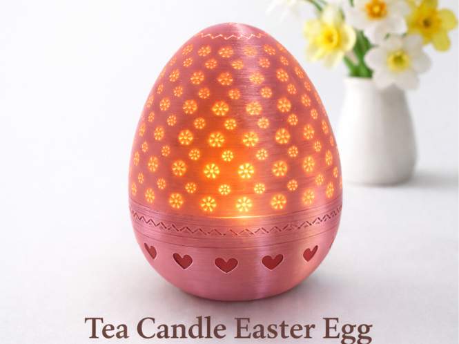 Tea candle easter egg with flower details