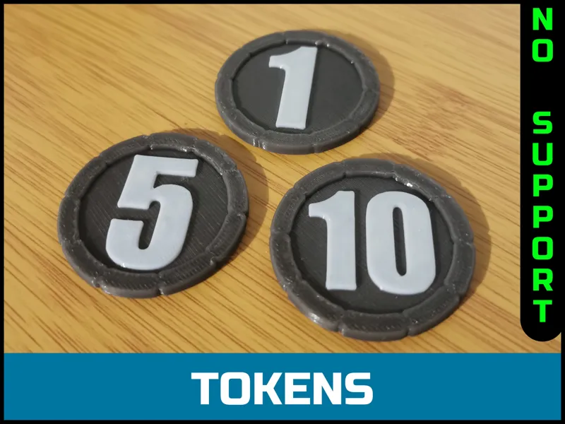 3D Printable Tokens – Values 1, 5, 10