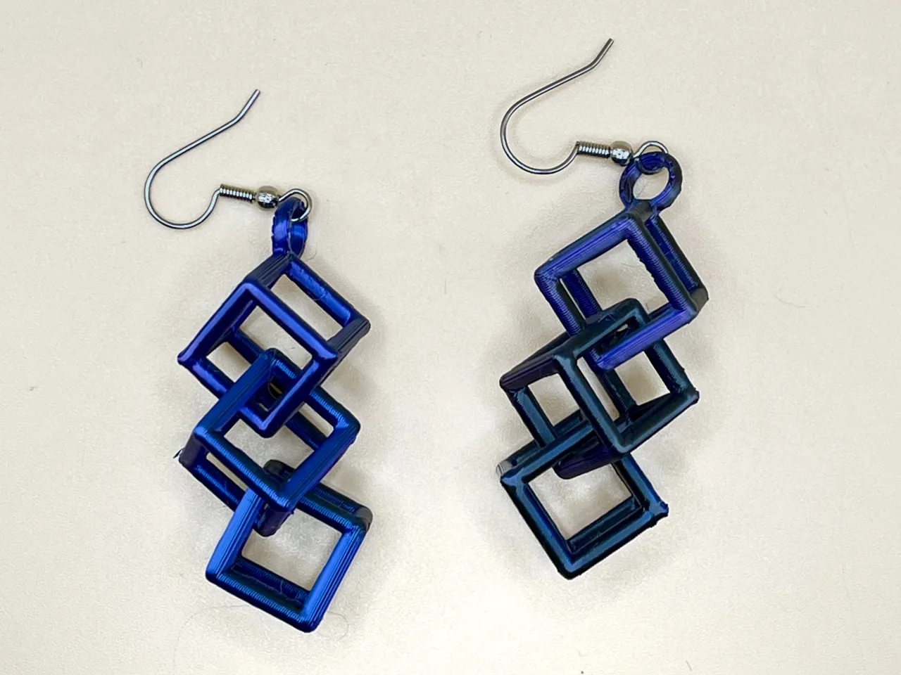 Triple cube earrings view 2
