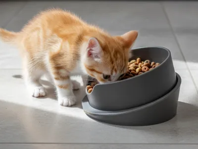 Two Part Angled Cat Feeding Bowl