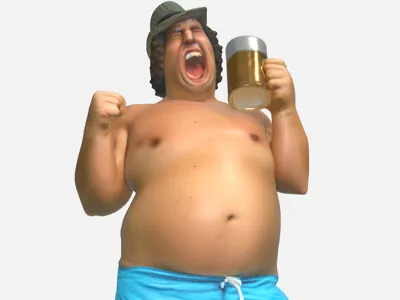 The famous beer belly guy. AI created