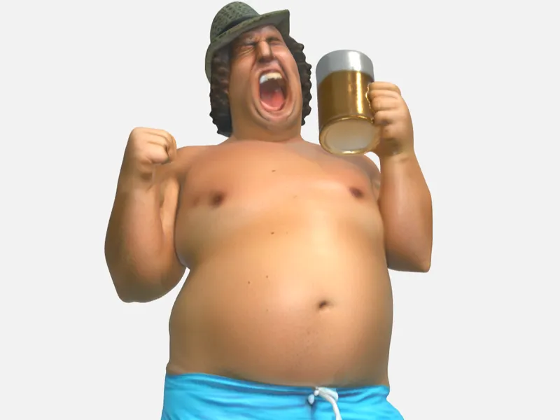 The famous beer belly guy. AI created