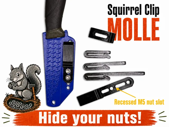 Squirrel Clip MOLLE for 1" MOLLE - Hidden Nuts