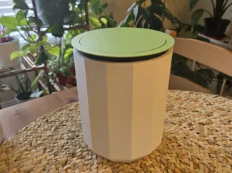 Modern Desk Trash Bin with Swing Lid