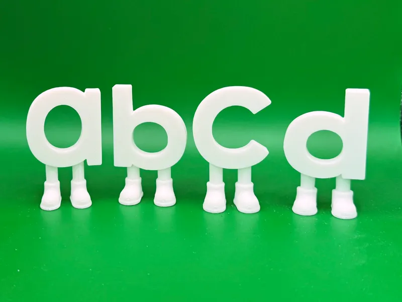 Lowercase letters with legs (a-z)