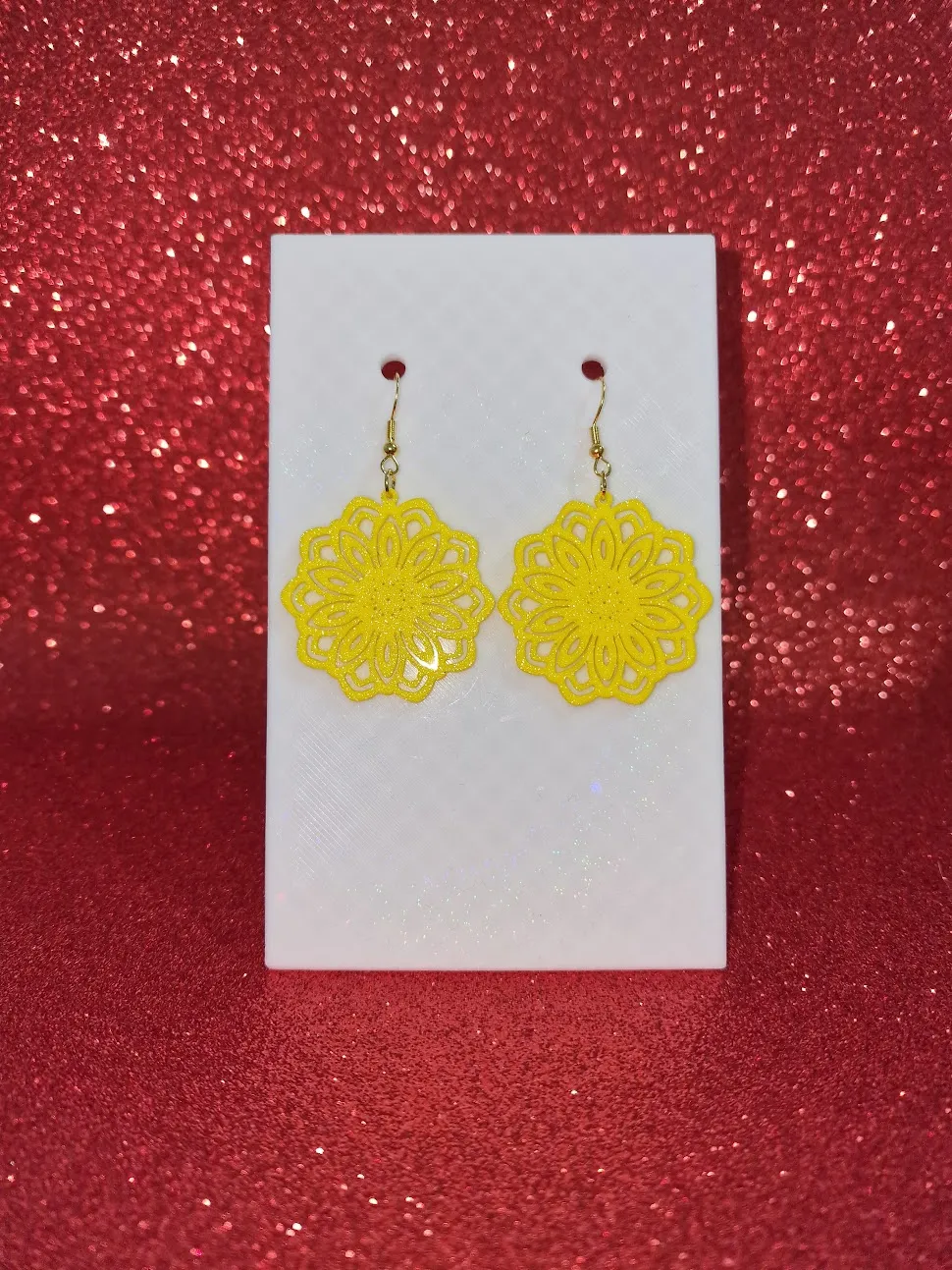 Daisy mandala earrings view 2