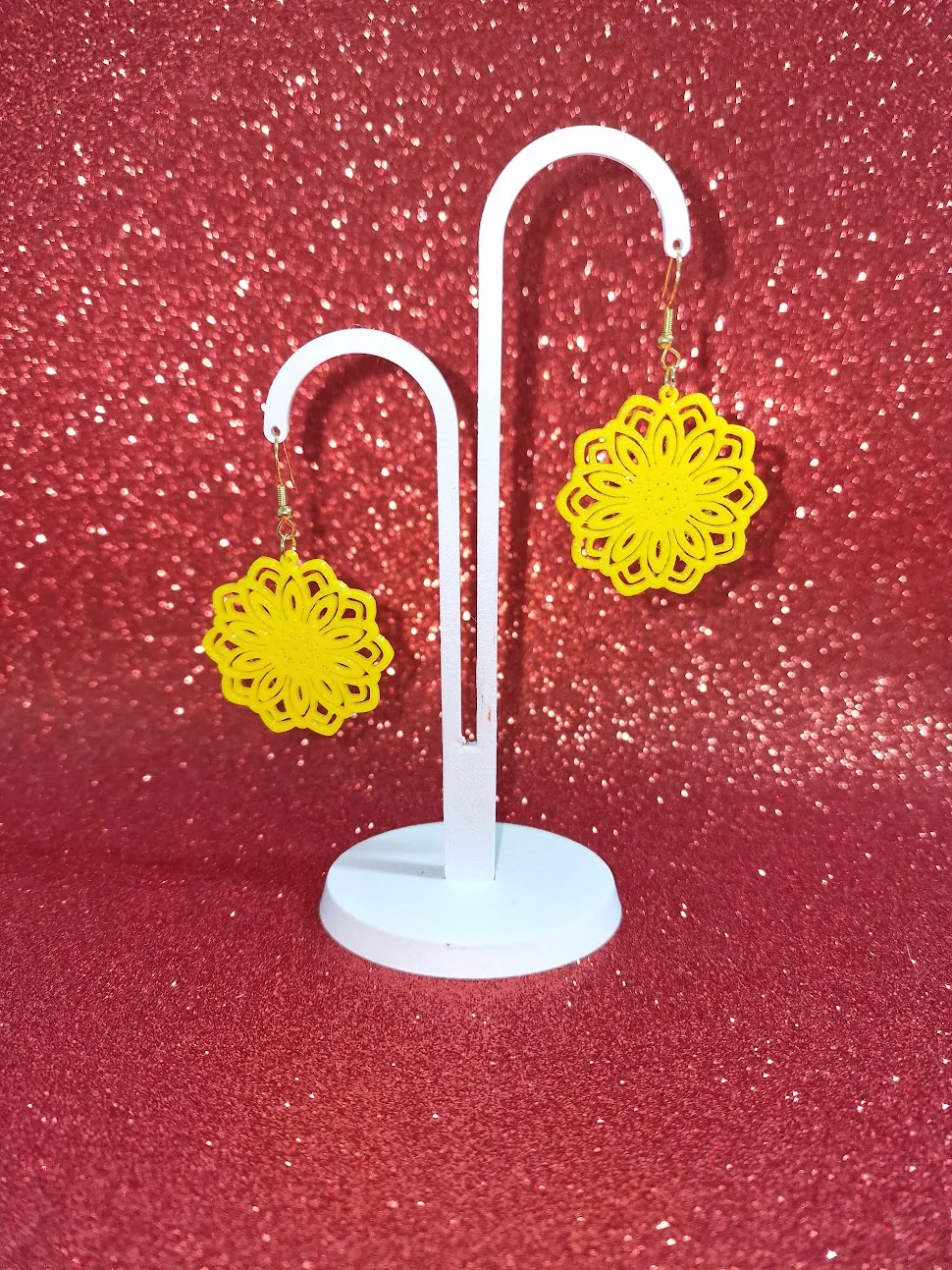 Daisy mandala earrings view 3