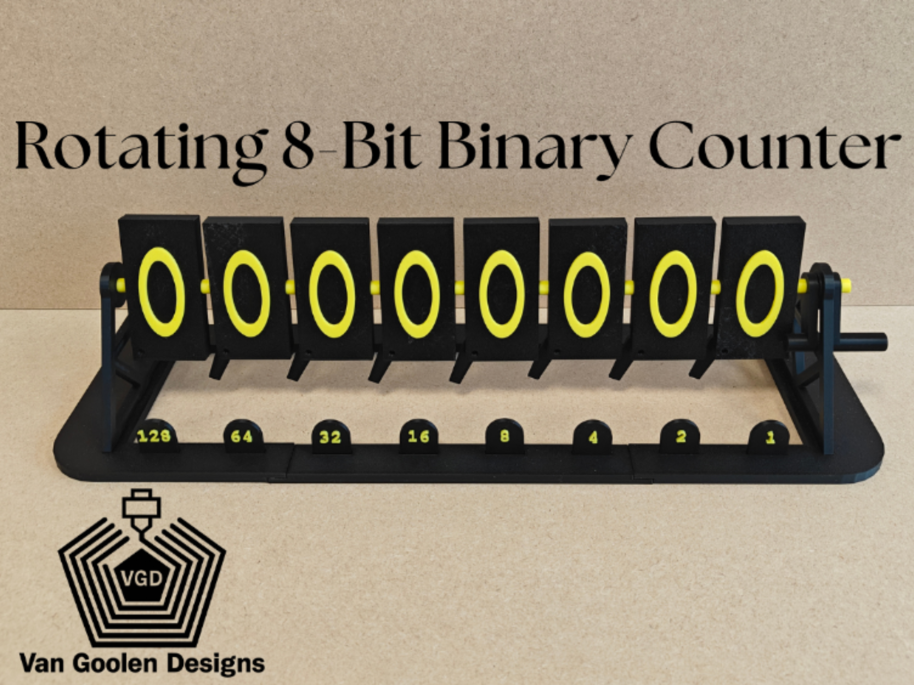 Mechanical 8-Bit Binary Counter 0–255 teaching aid