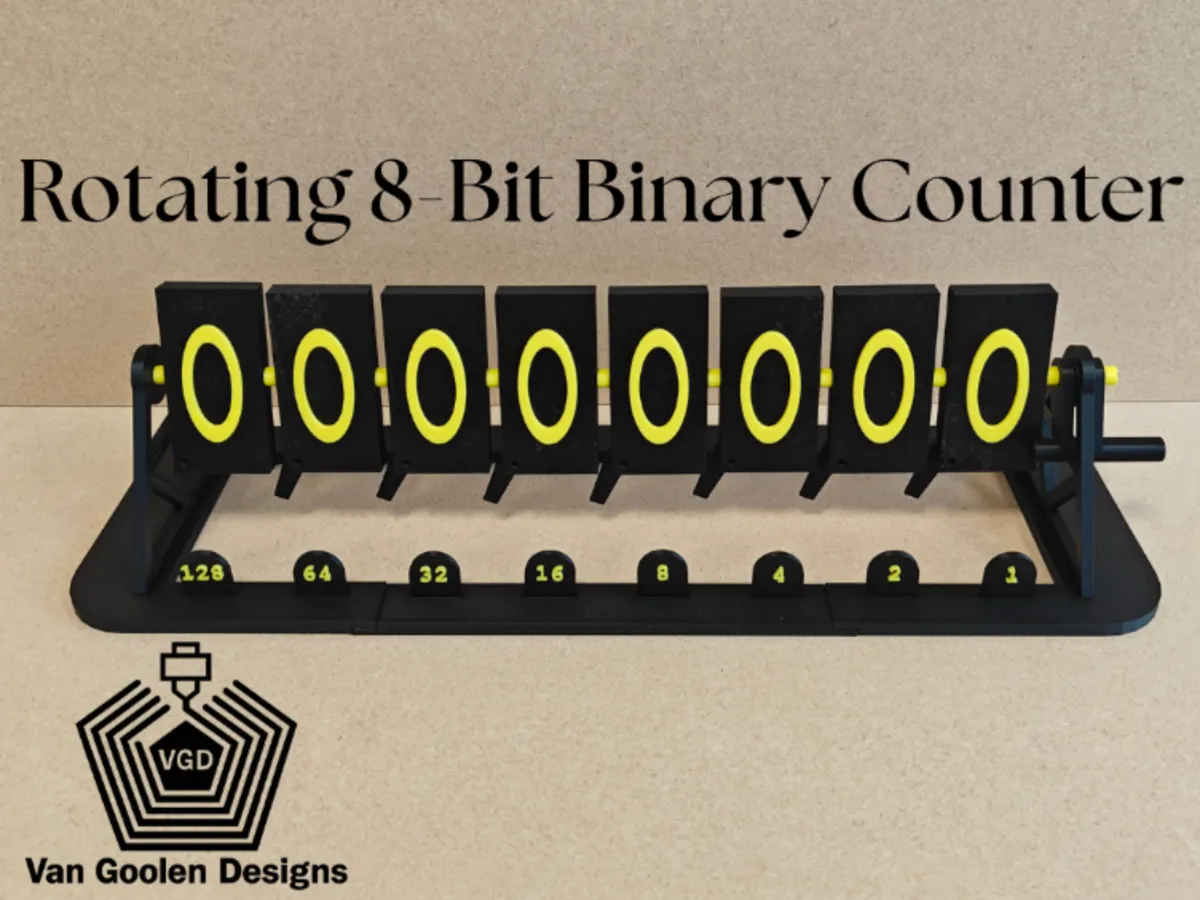 Mechanical 8-Bit Binary Counter 0–255 teaching aid - Free 3D Print ...
