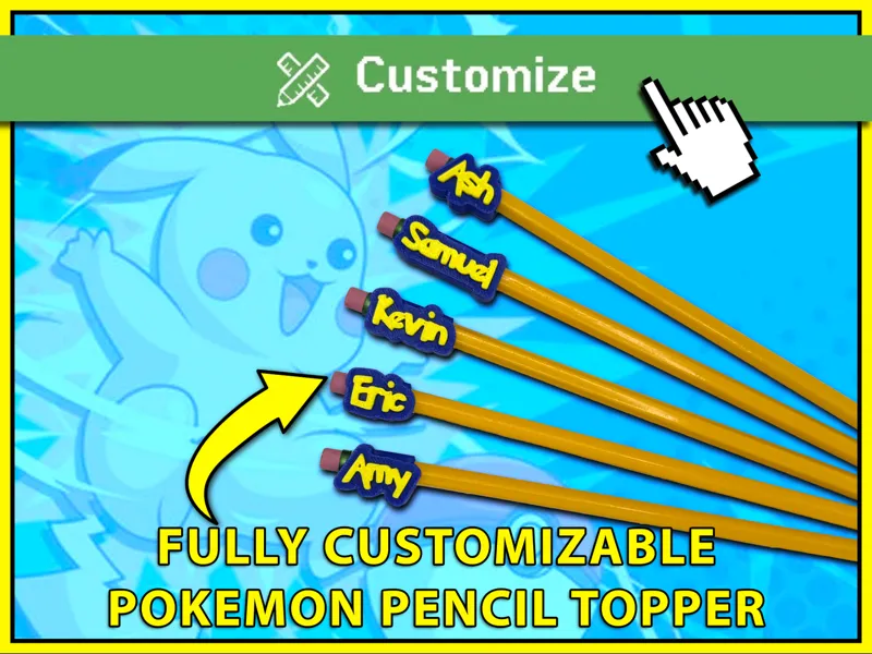 Pokemon Font Custom Pencil Topper Maker