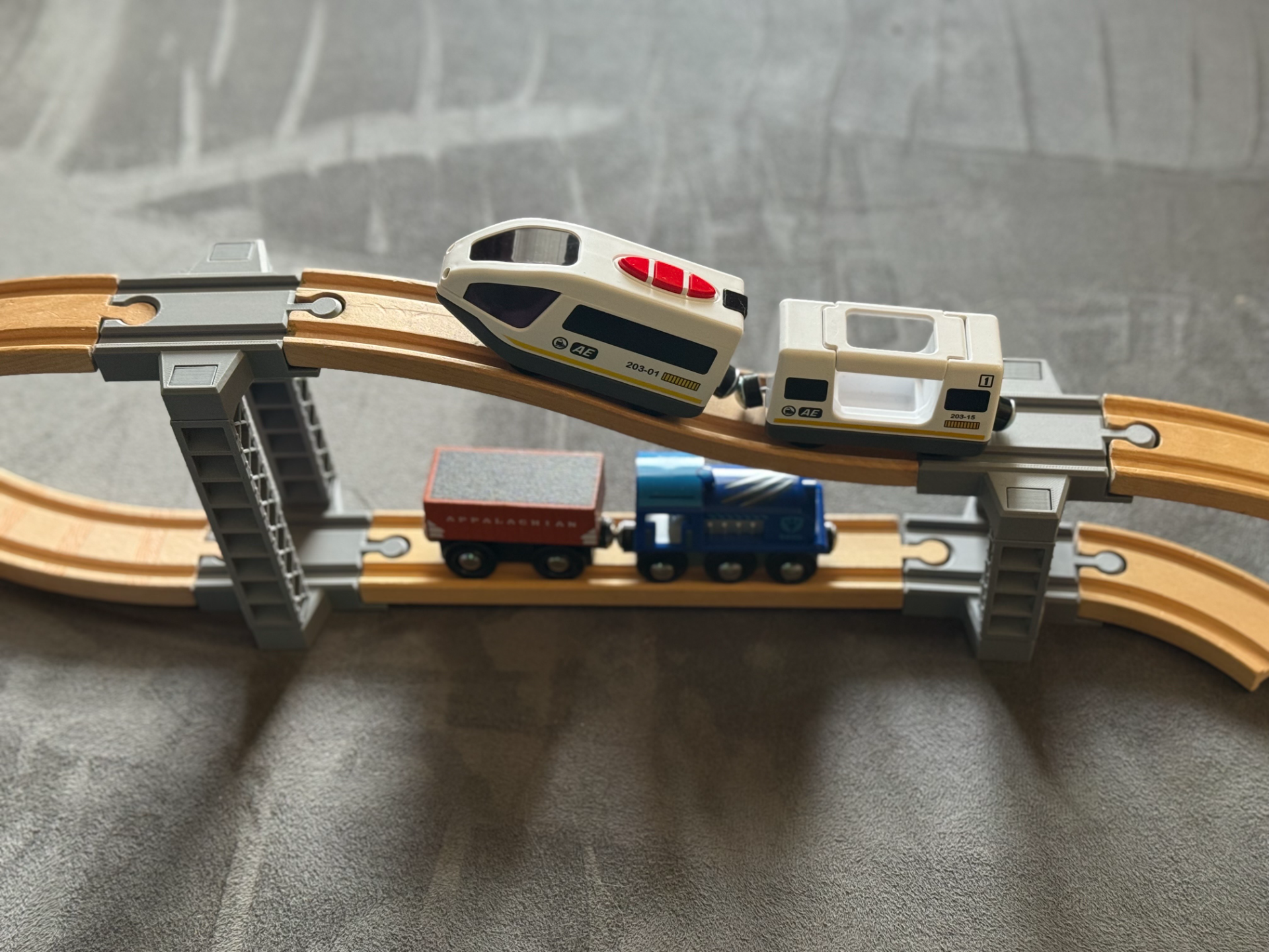 Tall Wooden Train Track Support