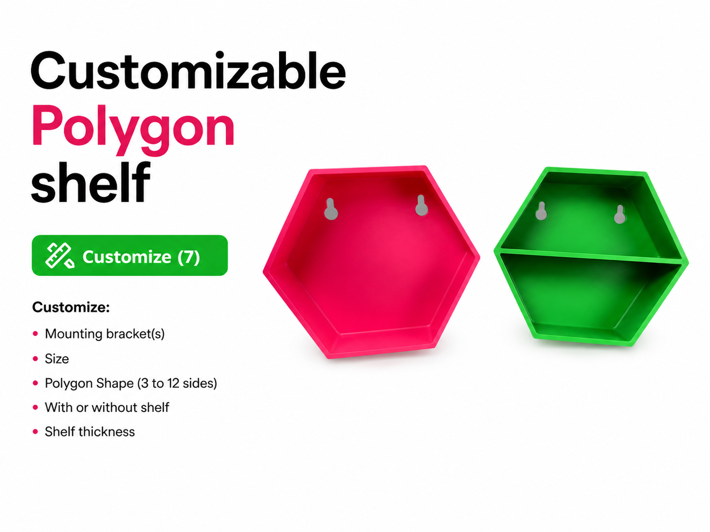 Customizable Wall mount Polygon shelf