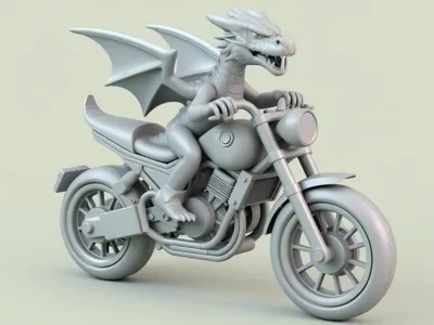 Dragon riding a motorcycle 