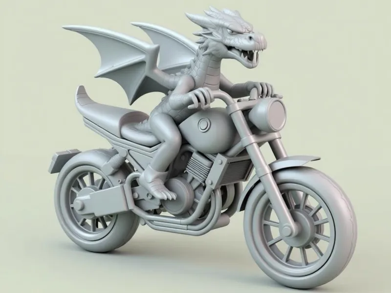Dragon riding a motorcycle 