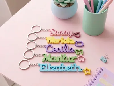 Customizable Name Keychain with Double Connection
