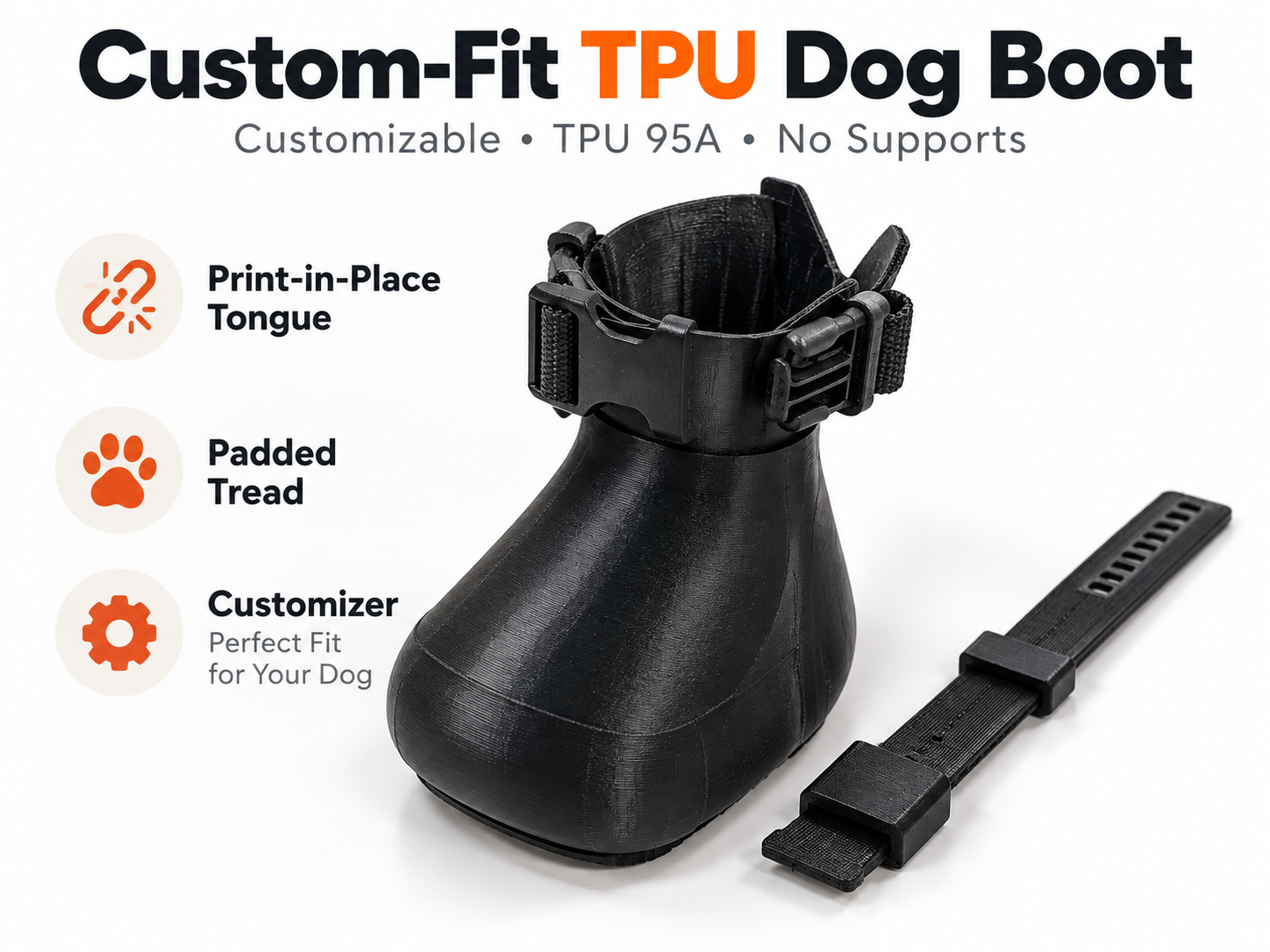 Custom-Fit TPU Dog Boot 3D model