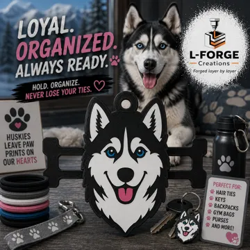 Accesorio para sujetar ligas de cabello: Husky Hair Tie Holder Keychain — vista de referencia 3