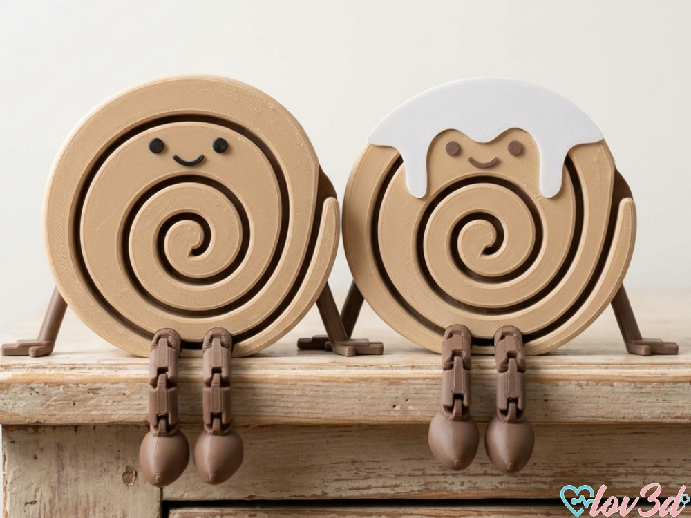 Zimti – Articulated Cinnamon Roll Shelf Sitter 3D model