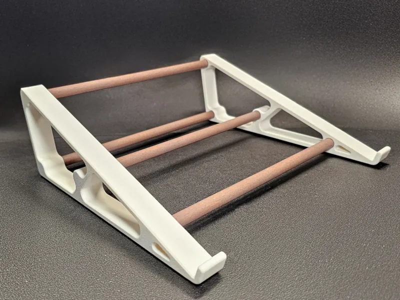 Laptop Riser with Wooden Rods – Modular 3D Design