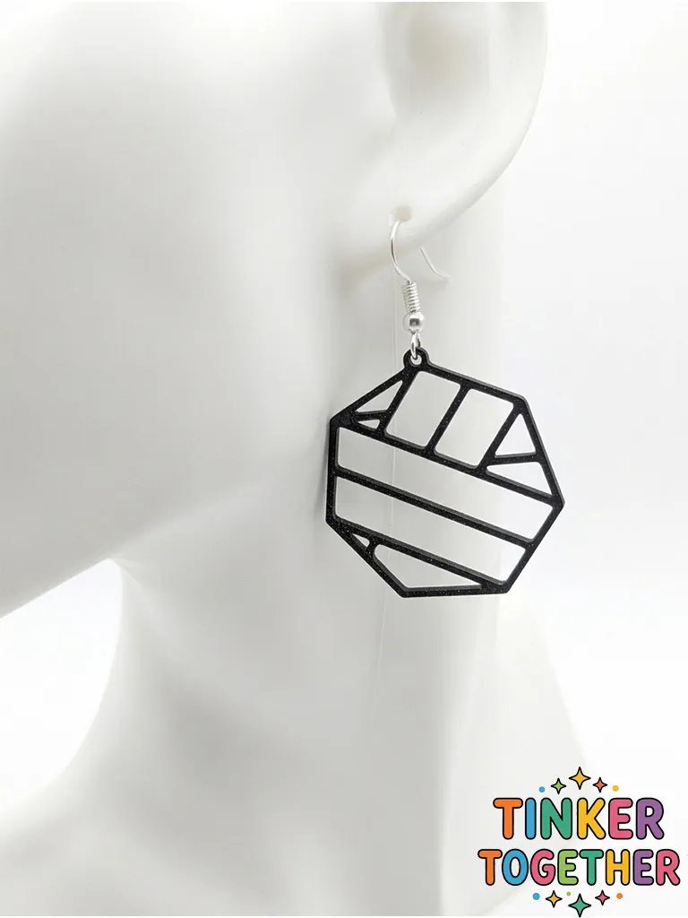 Geometric hexagon earrings view 3