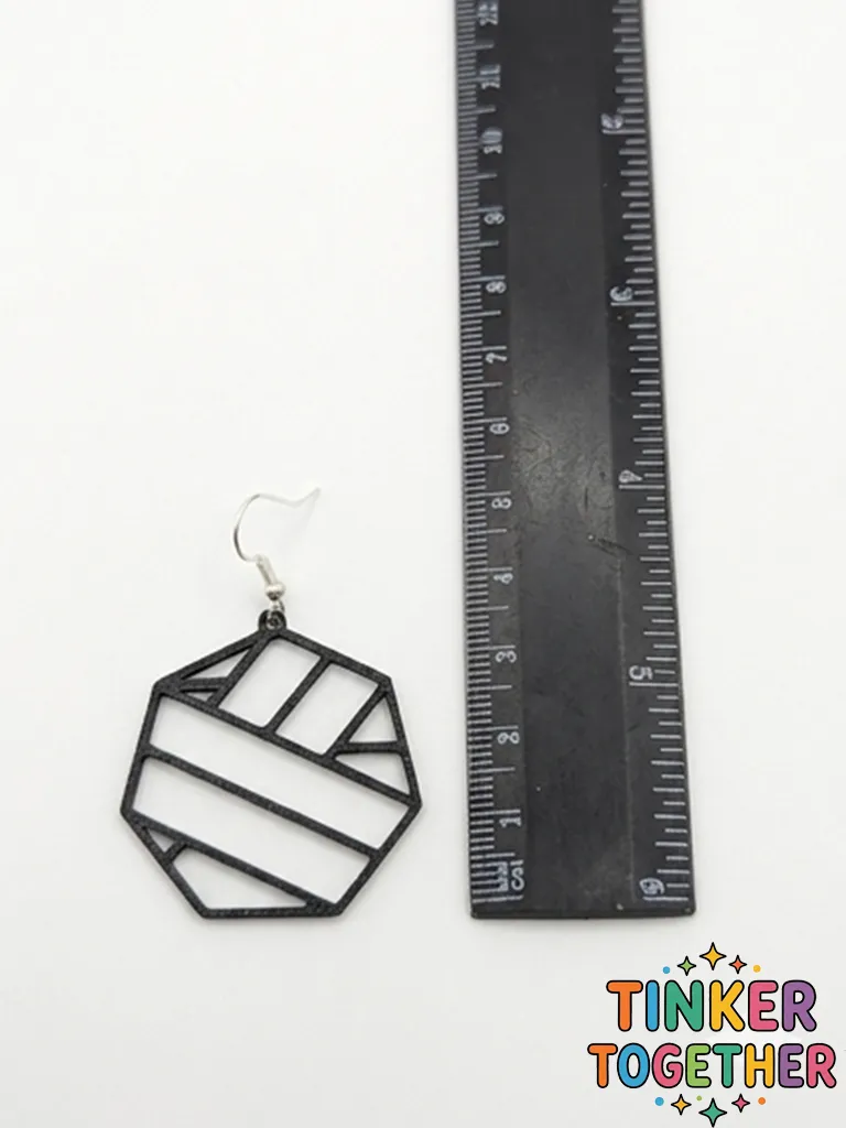 Geometric hexagon earrings view 2