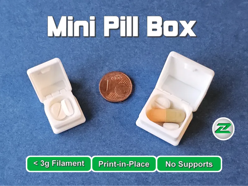 Mini Pill Box for travel - Print-In-Place < 3g