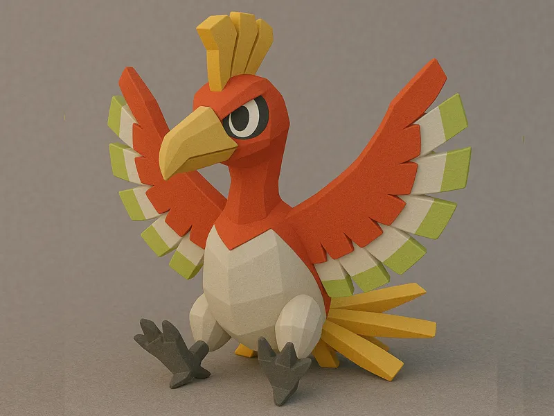 Low-Poly Ho-oh Chibi