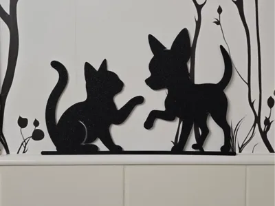 Dog And Cat 2d Wall Art