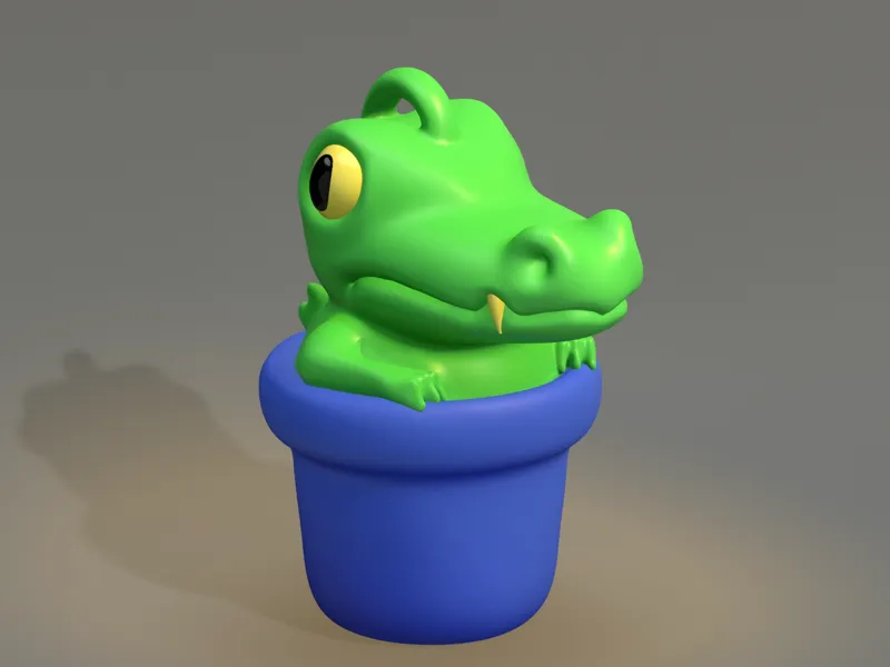 Hunty Crocodile in a pot keychain