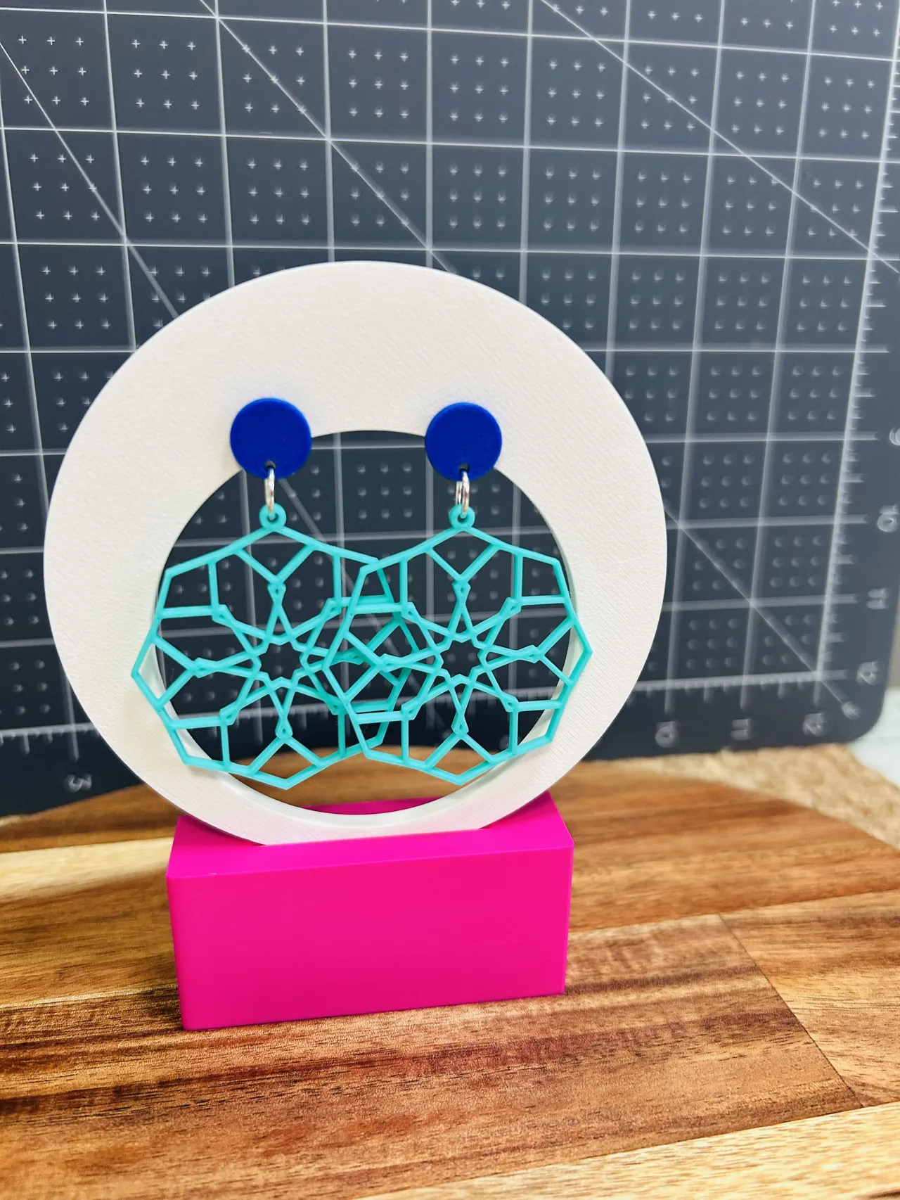 abstract geometric earrings view 3