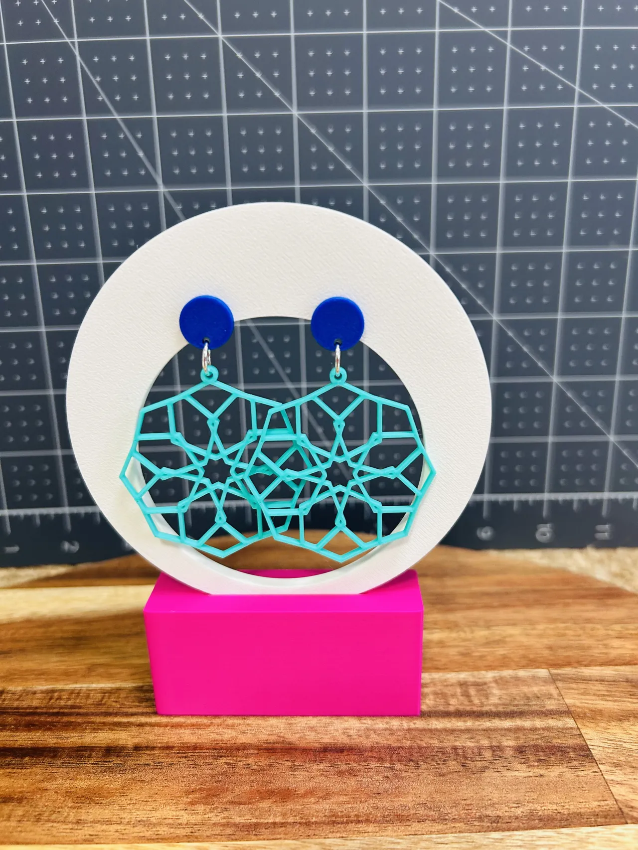 abstract geometric earrings view 2
