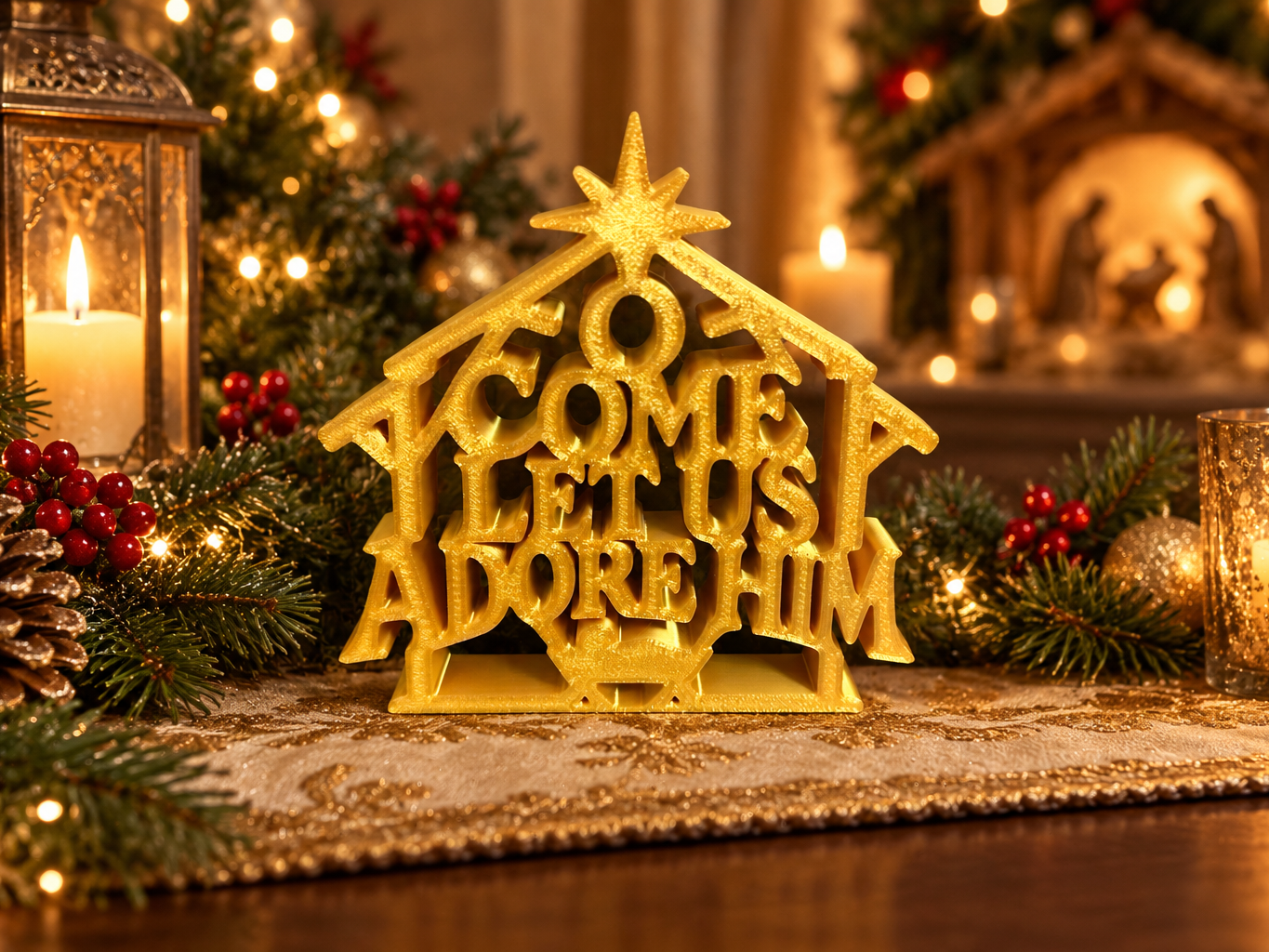 "O Come Let Us Adore Him" Nativity Display 3D model