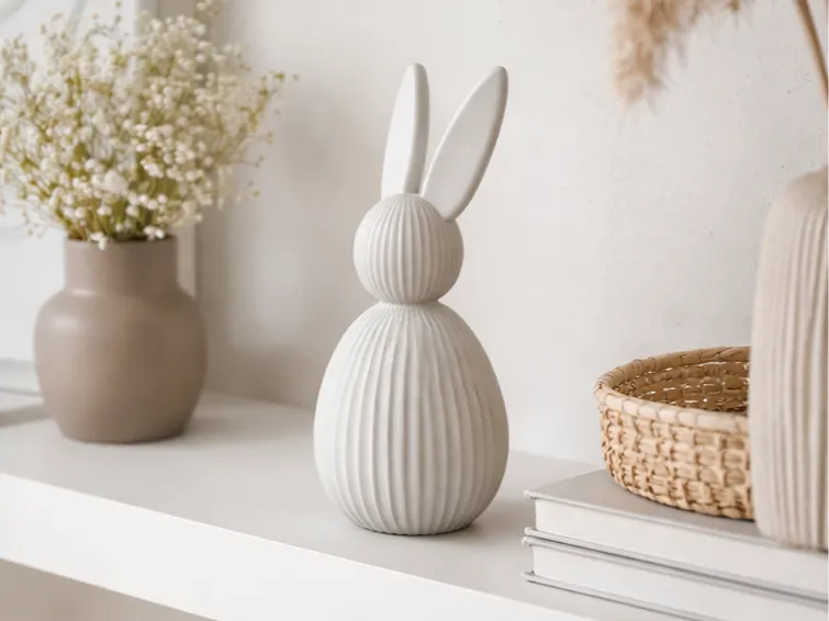 Modern Ribbed Easter Bunny Decor 