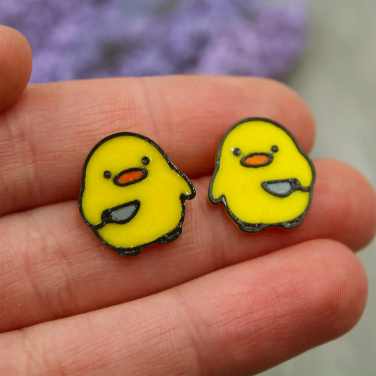 Meme Duck Holding a Knife Funny Earrings view 3