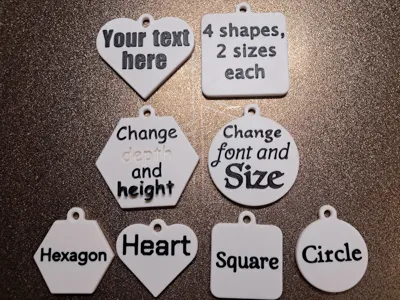 Customizable Key Chains, 4 Shapes, 2 Sizes Each
