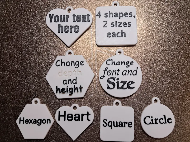 Customizable Key Chains, 4 Shapes, 2 Sizes Each